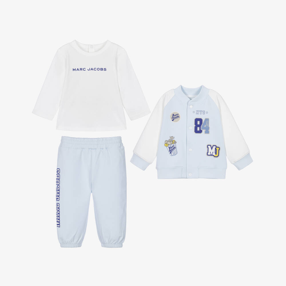 MARC JACOBS-Baby Boys Pale Blue Varsity-Style Jacket & Trouser Set | Childrensalon
