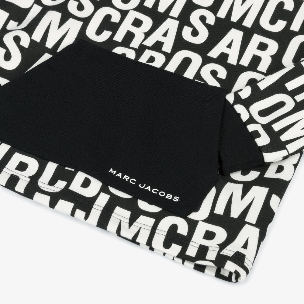 MARC JACOBS-Black Cotton Jumbled Logo Hoodie | Childrensalon