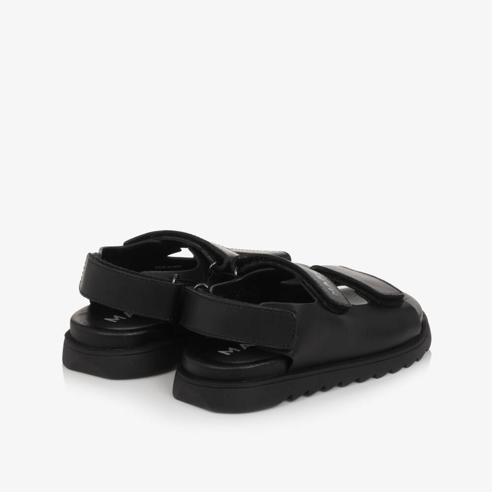 MARC JACOBS-Black Leather Velcro Strap Sandals | Childrensalon