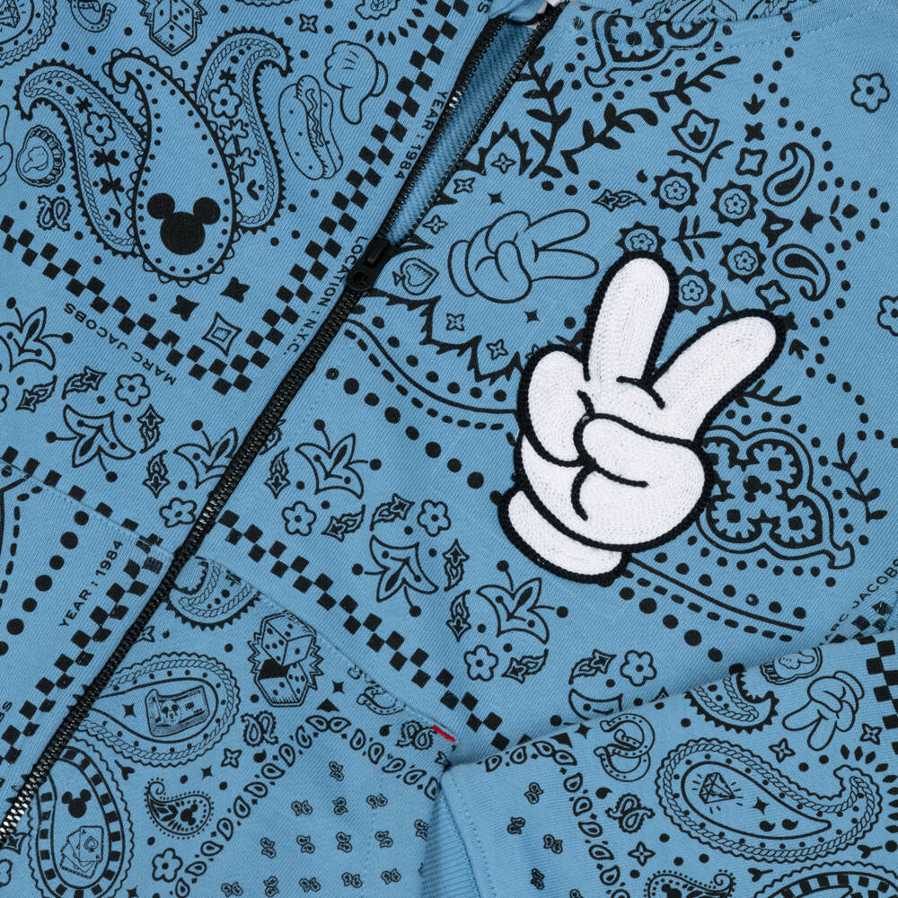 MARC JACOBS-Худи синее хлопковое на молнии с банданой и Микки Маусом | Childrensalon