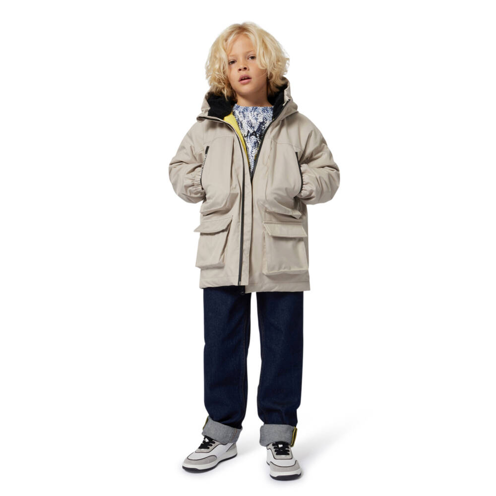MARC JACOBS-Boys Beige Hooded Coat | Childrensalon