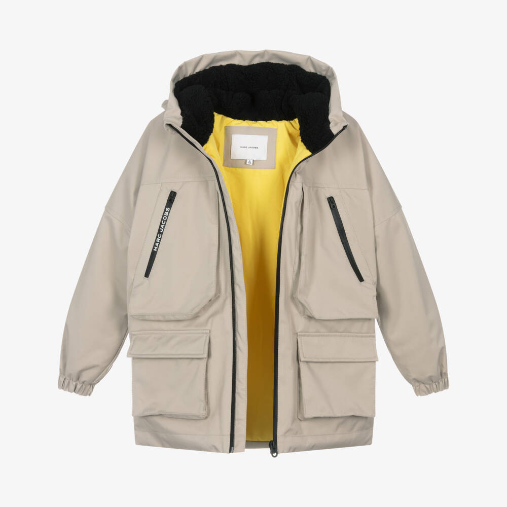 MARC JACOBS-Boys Beige Hooded Coat | Childrensalon