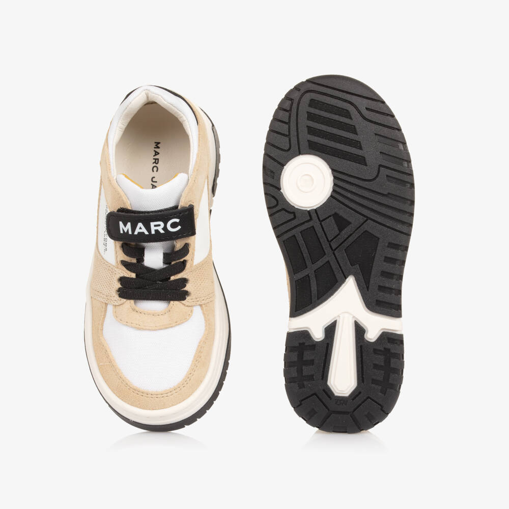 MARC JACOBS-Boys Beige Suede Leather Colourblock Trainers | Childrensalon