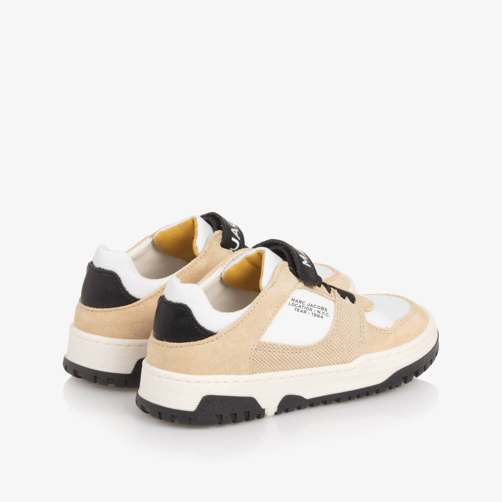 MARC JACOBS-Boys Beige Suede Leather Colourblock Trainers | Childrensalon