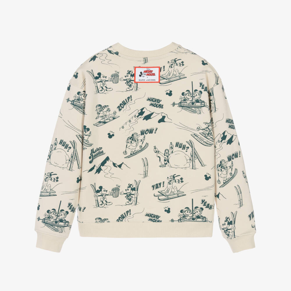 MARC JACOBS-Boys Beige Sweatshirt with Mickey Mouse Ski Print | Childrensalon