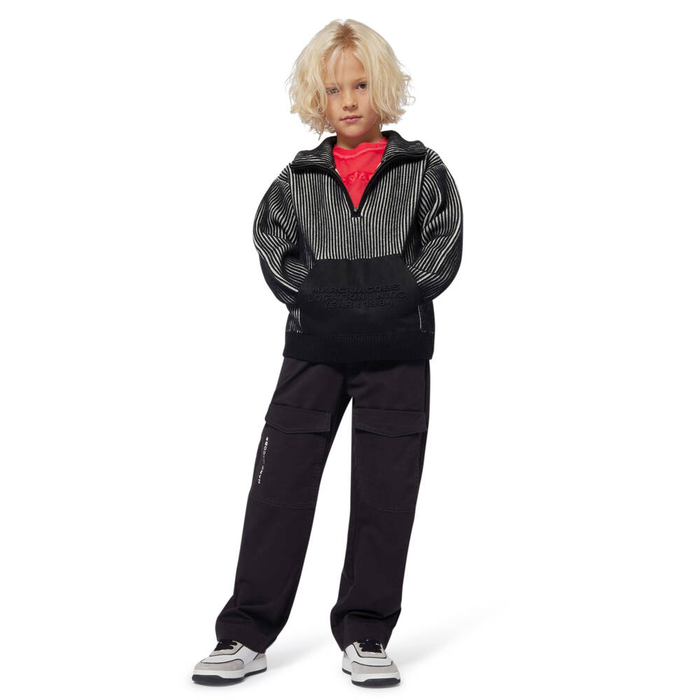 MARC JACOBS-Boys Black Cotton Cargo Trousers | Childrensalon