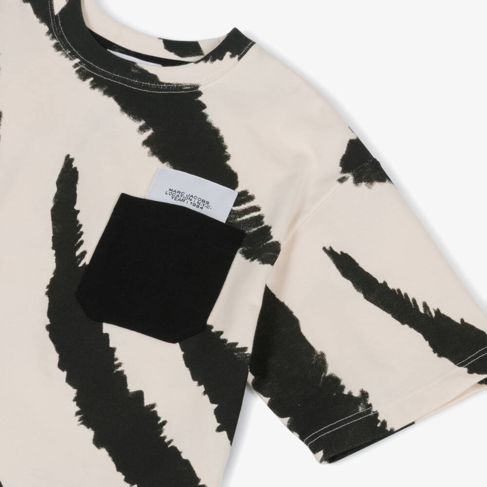 MARC JACOBS-Boys Black & Ivory Zebra Print Cotton T-Shirt | Childrensalon