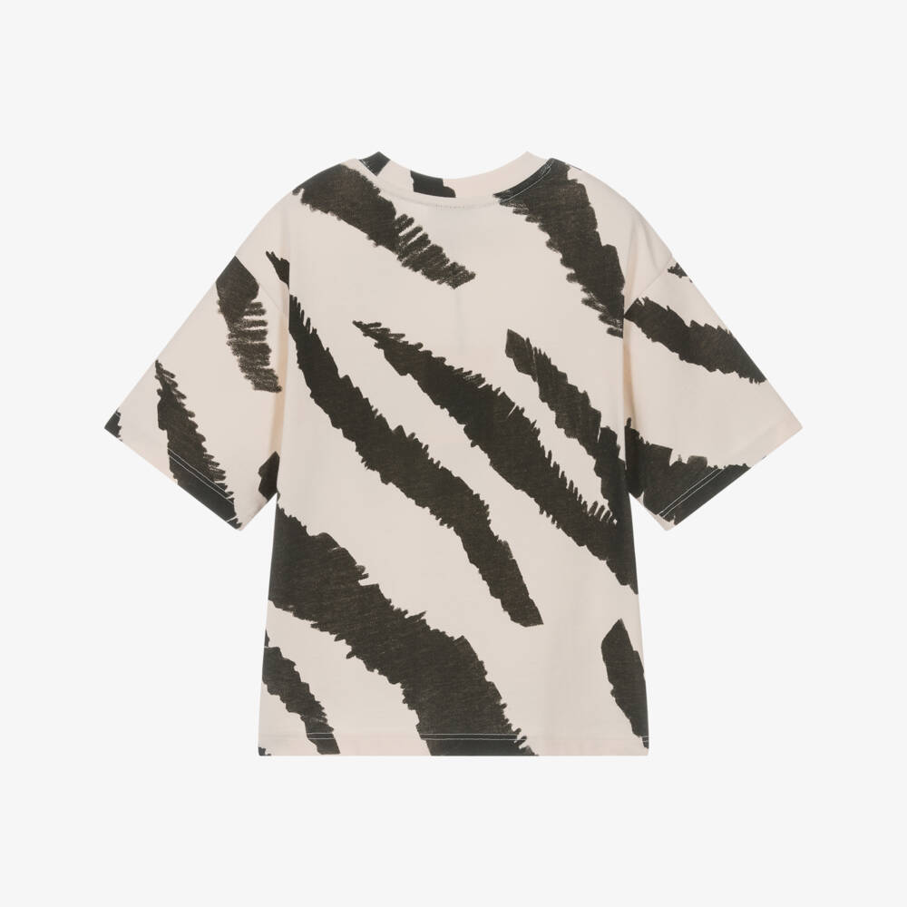 MARC JACOBS-Boys Black & Ivory Zebra Print Cotton T-Shirt | Childrensalon