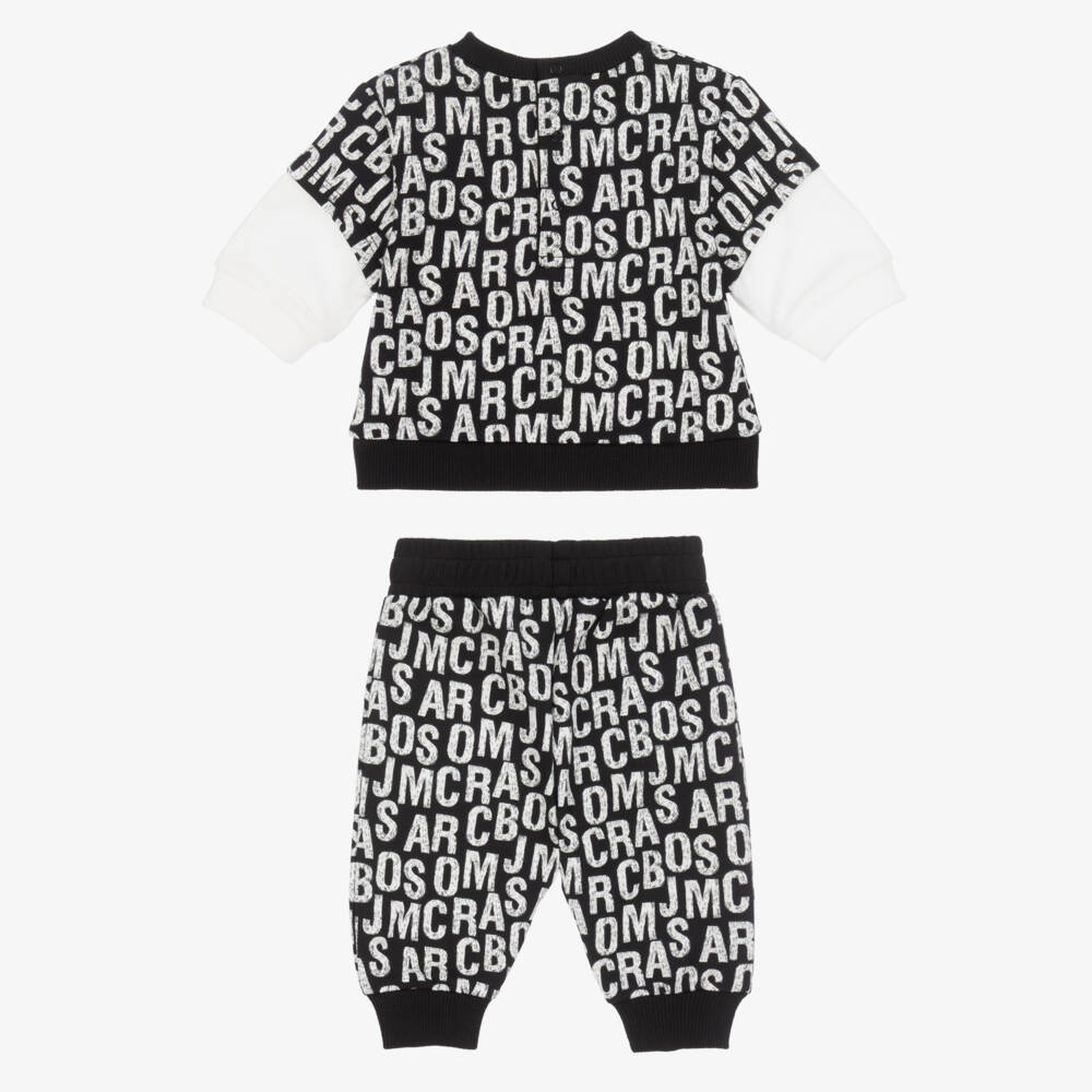 MARC JACOBS-Boys Black Jumbled Logo Cotton Tracksuit | Childrensalon