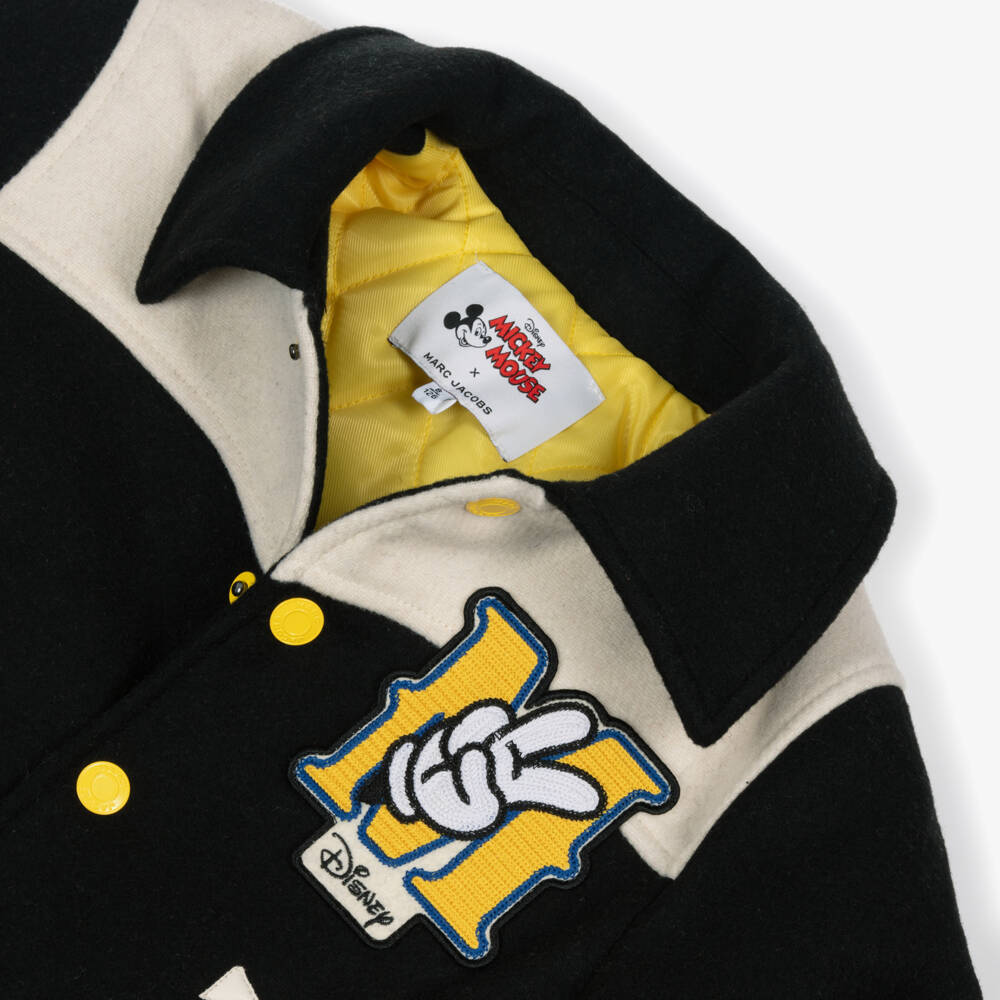 MARC JACOBS-Boys Black Wool Mickey Mouse Varsity Jacket | Childrensalon