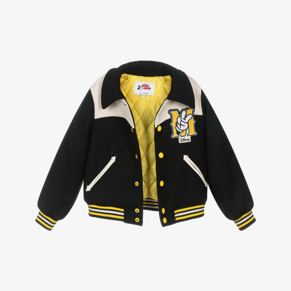 MARC JACOBS-Boys Black Wool Mickey Mouse Varsity Jacket | Childrensalon