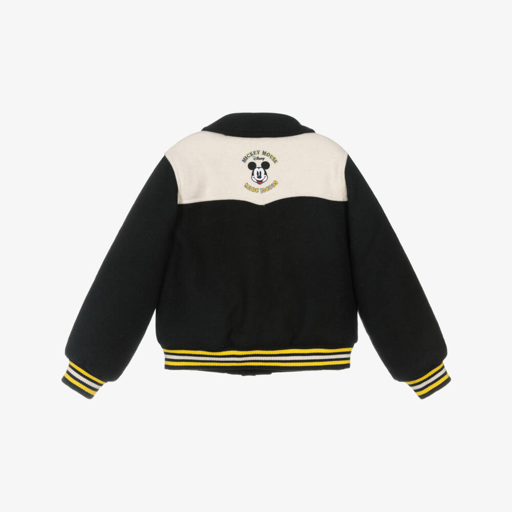 MARC JACOBS-Boys Black Wool Mickey Mouse Varsity Jacket | Childrensalon