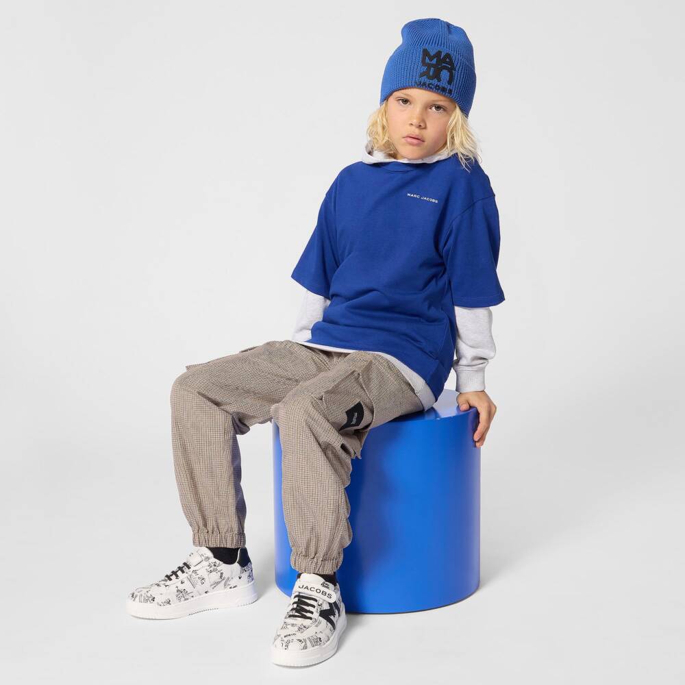 MARC JACOBS-Boys Blue Cotton T-Shirt with Popcorn Graphic | Childrensalon