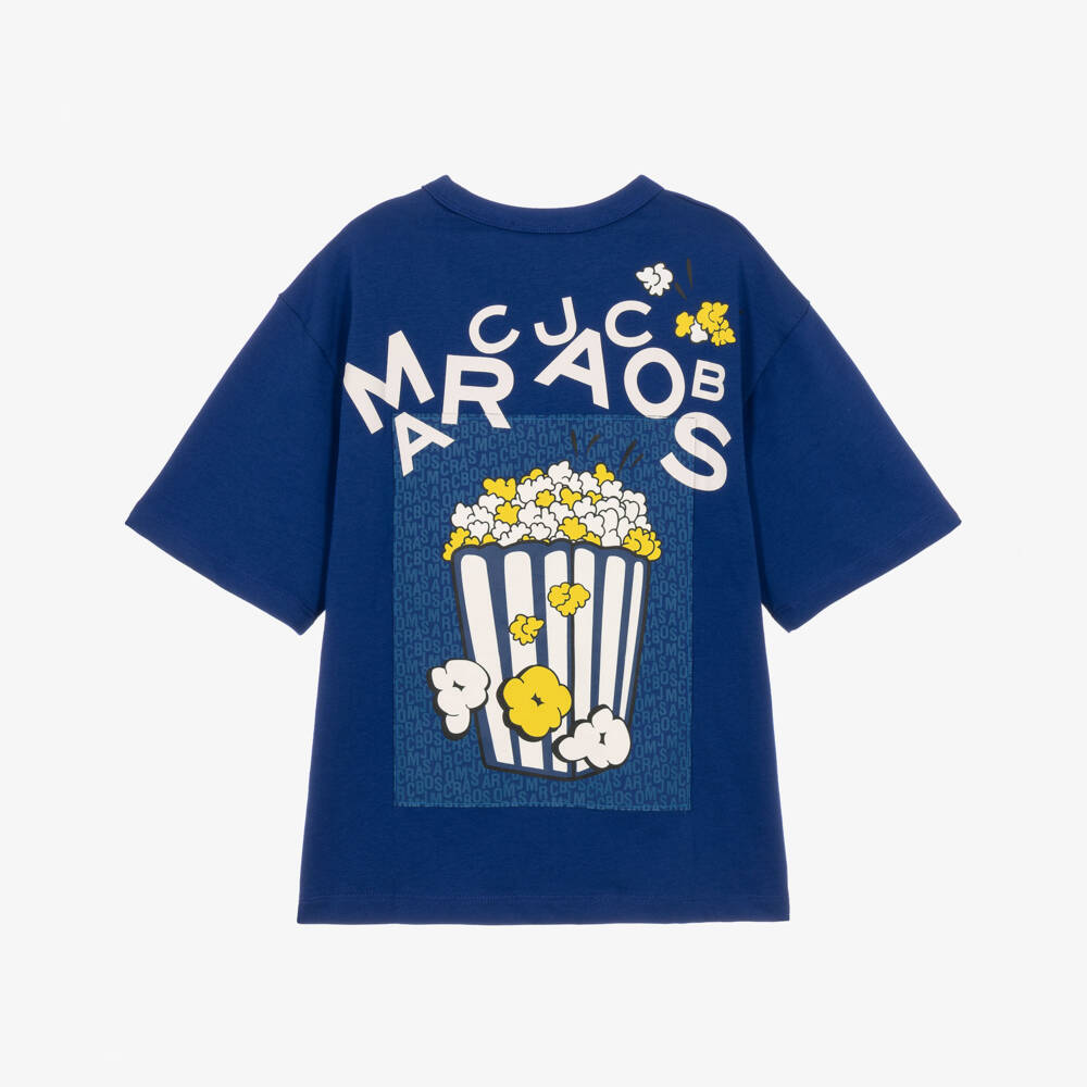 MARC JACOBS-Boys Blue Cotton T-Shirt with Popcorn Graphic | Childrensalon
