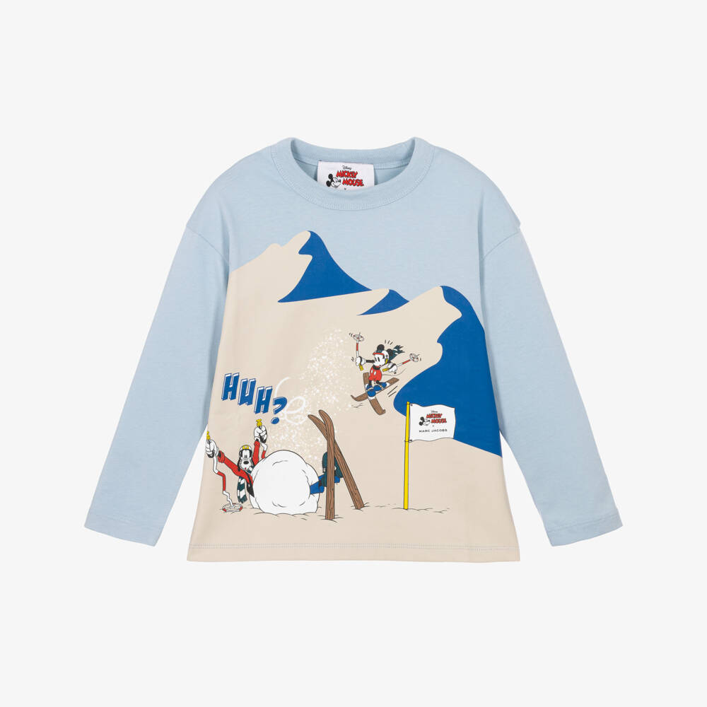 MARC JACOBS-Boys Blue Mickey Mouse Print Cotton Top | Childrensalon