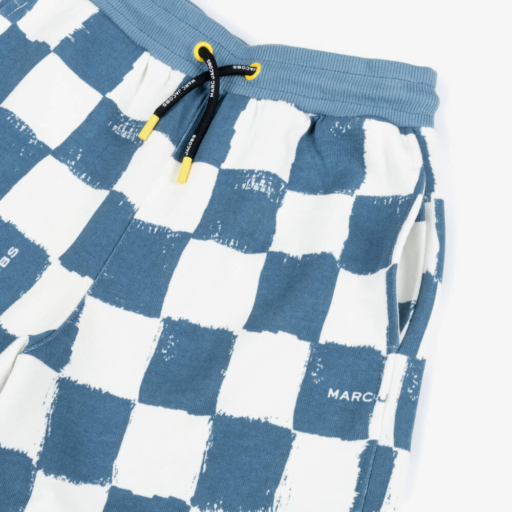 MARC JACOBS-Boys Blue & White Checkerboard Cotton Shorts | Childrensalon