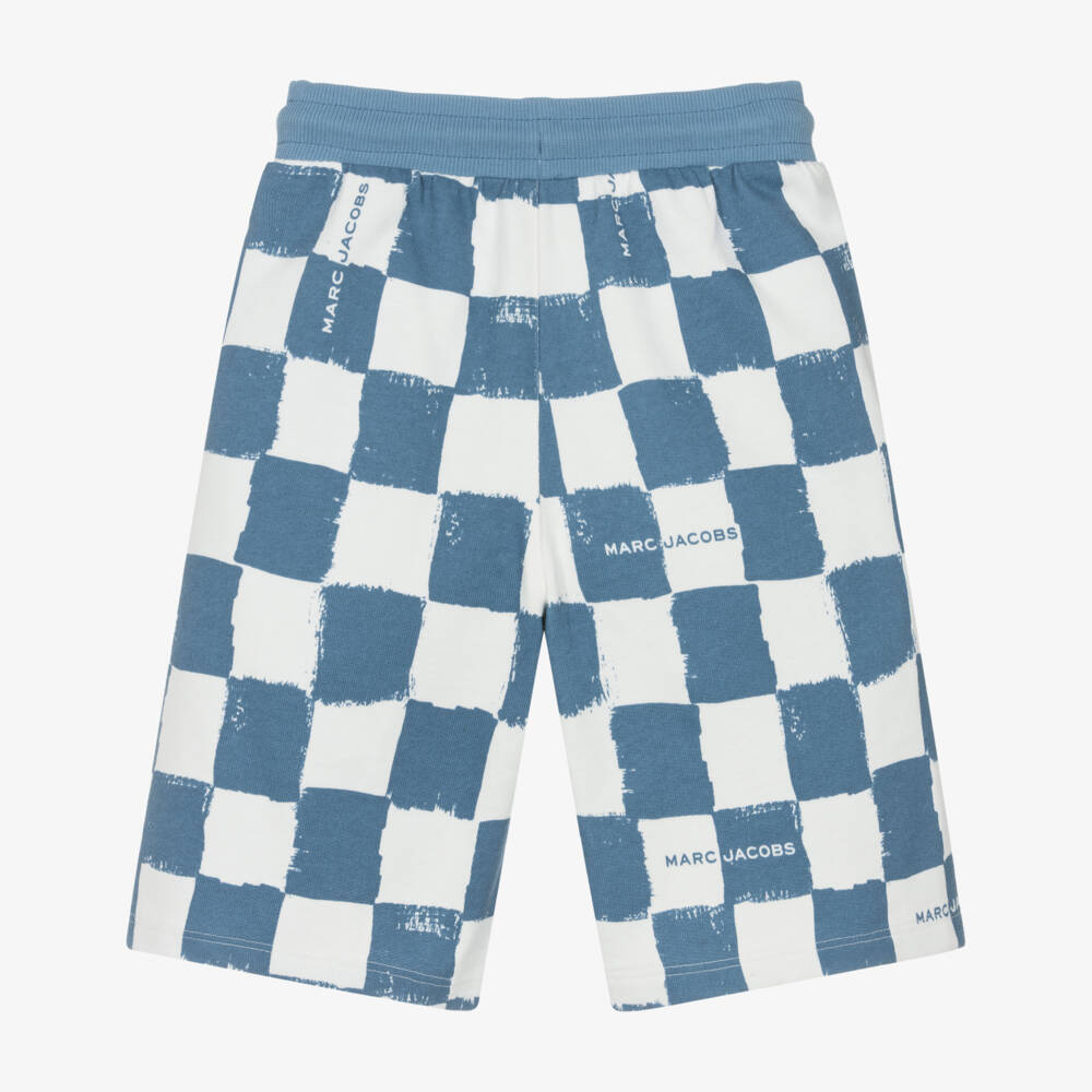 MARC JACOBS-Boys Blue & White Checkerboard Cotton Shorts | Childrensalon