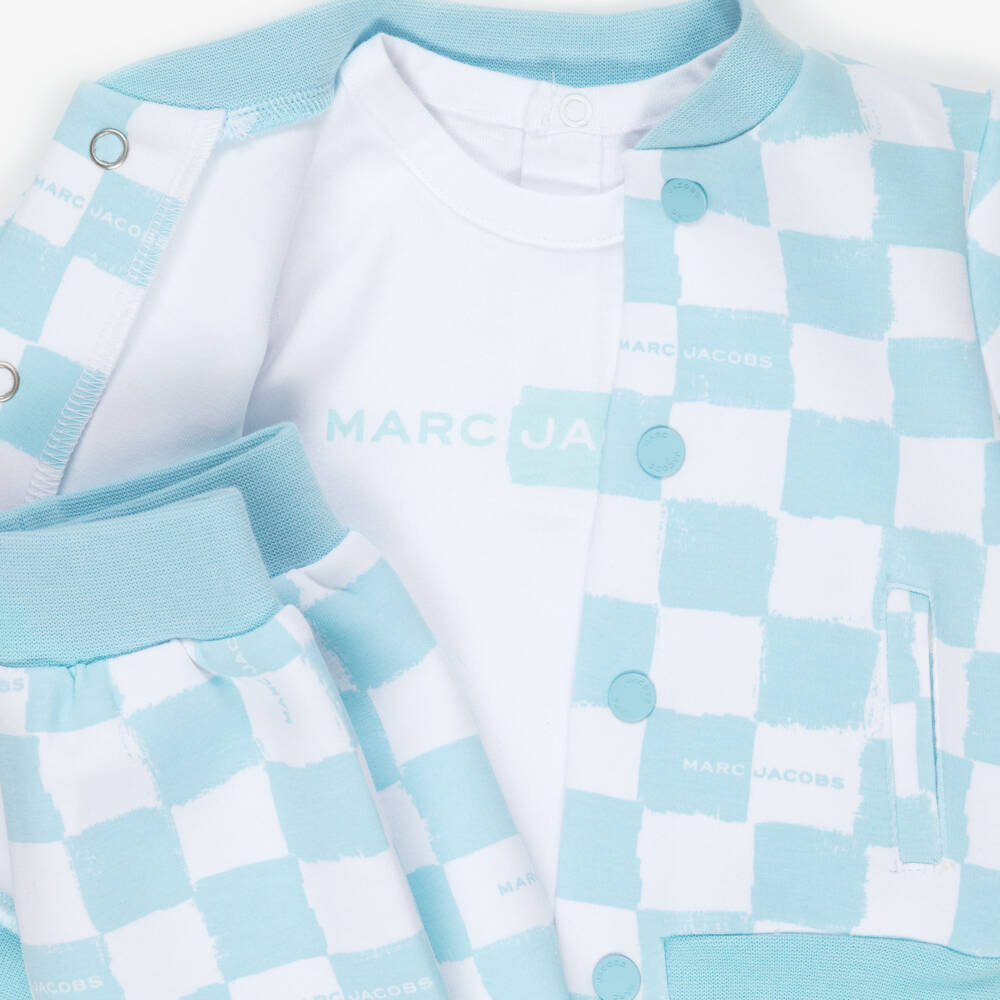 MARC JACOBS-Boys Blue & White Checkerboard Print Tracksuit Set | Childrensalon