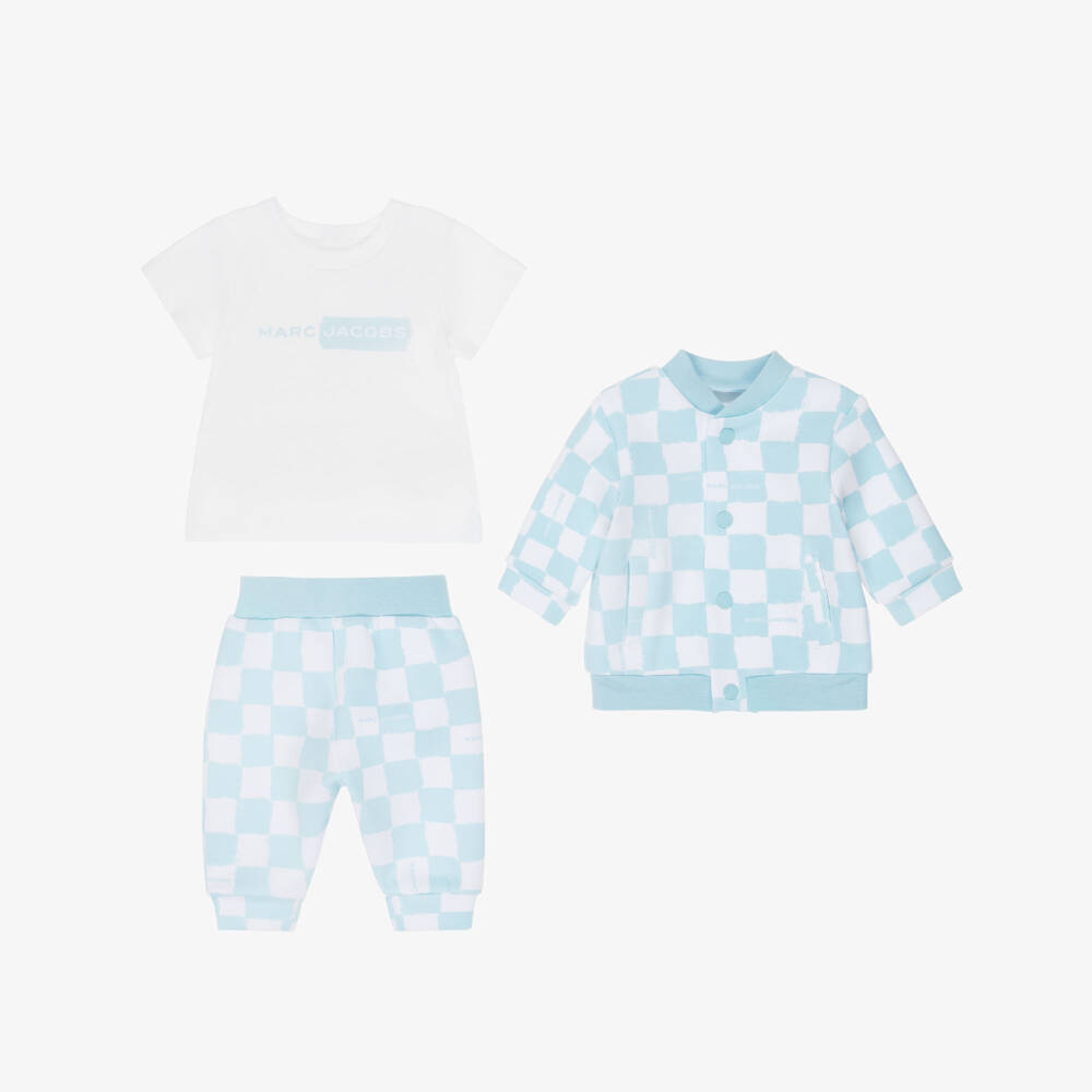MARC JACOBS-Boys Blue & White Checkerboard Print Tracksuit Set | Childrensalon