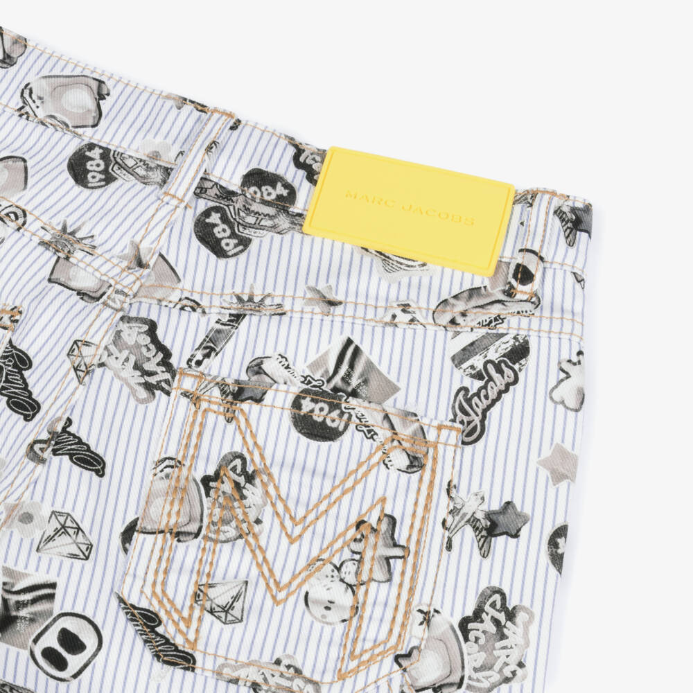 MARC JACOBS-Boys Blue & White Striped Cotton Shorts | Childrensalon