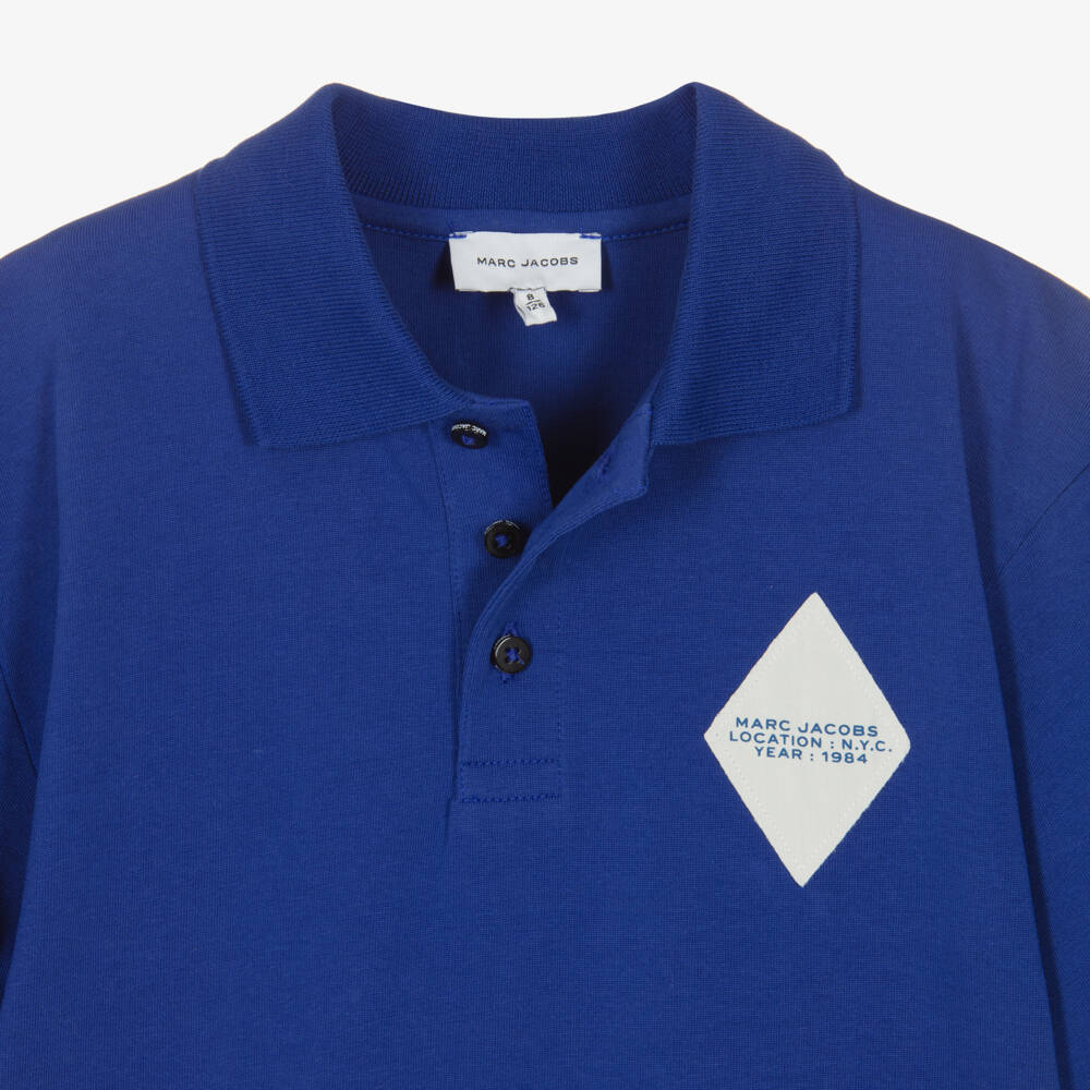 MARC JACOBS-Boys Cobalt Blue Cotton Argyle Polo Shirt | Childrensalon