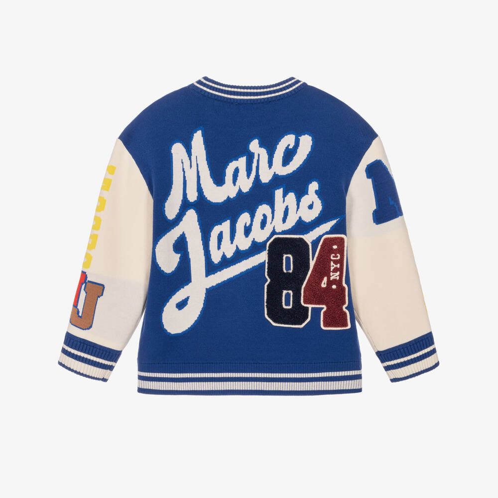 MARC JACOBS-Boys Cobalt Blue & Ivory Knitted Varsity Sweater | Childrensalon
