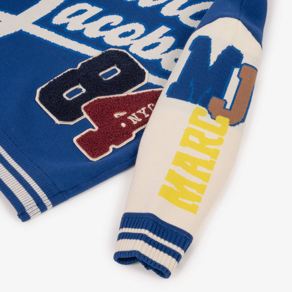 MARC JACOBS-Boys Cobalt Blue & Ivory Knitted Varsity Sweater | Childrensalon