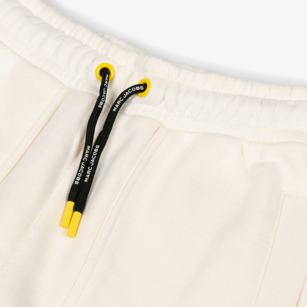 MARC JACOBS-Boys Cream Jersey Shorts with Yellow Trims | Childrensalon