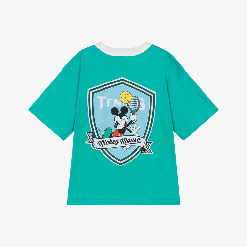 MARC JACOBS-Boys Green Cotton Mickey Mouse Tennis T-Shirt | Childrensalon