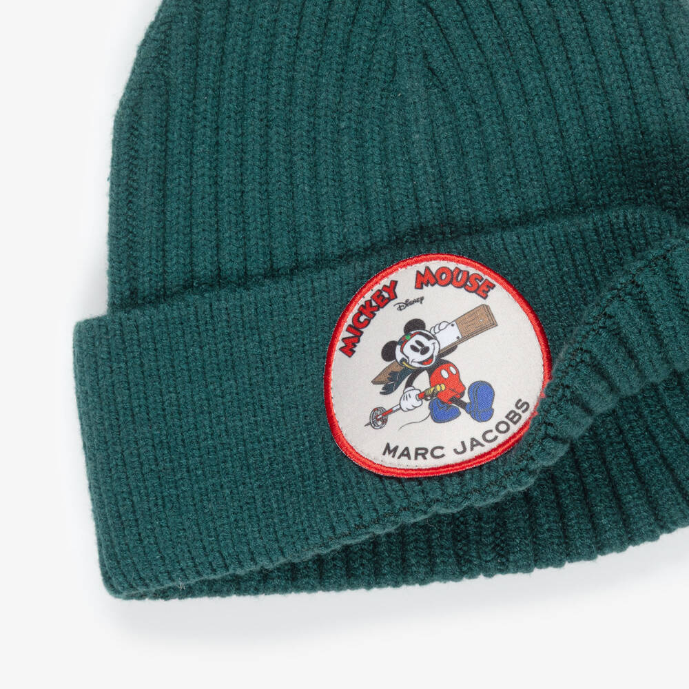 MARC JACOBS-Boys Green Mickey Mouse Badge Beanie Hat | Childrensalon