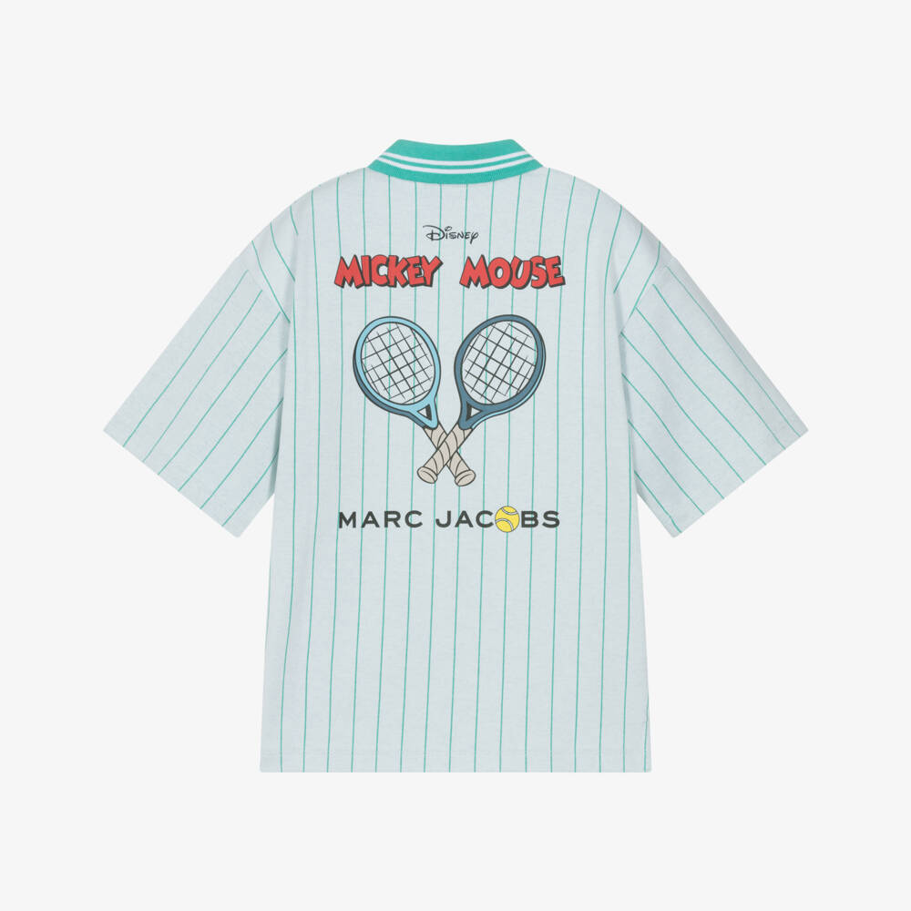 MARC JACOBS-Boys Green Striped Mickey Mouse Tennis Polo Shirt | Childrensalon