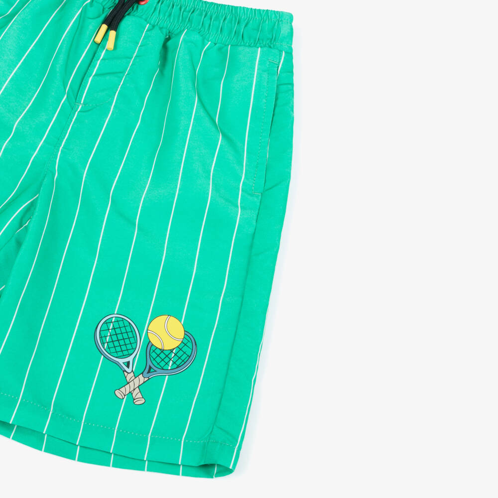 MARC JACOBS-Boys Green & White Striped Swim Shorts | Childrensalon