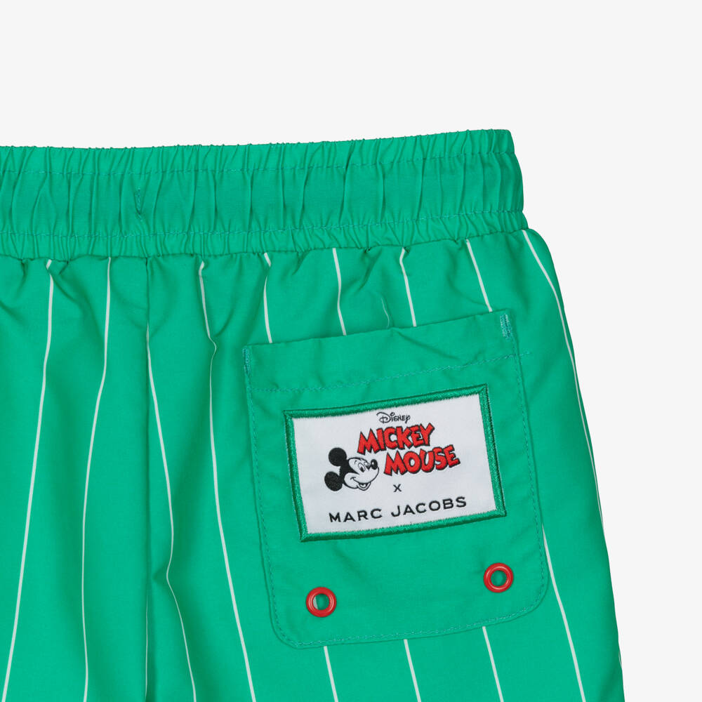 MARC JACOBS-Boys Green & White Striped Swim Shorts | Childrensalon