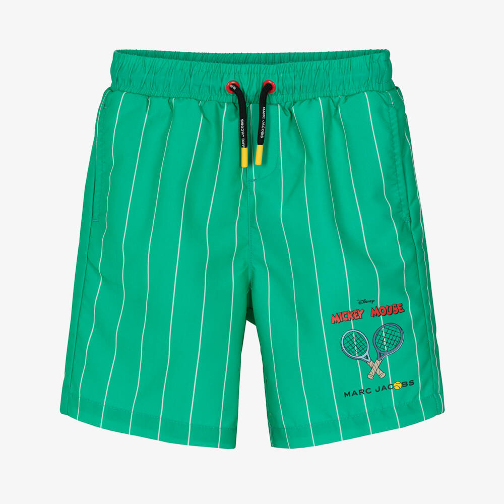 MARC JACOBS-Boys Green & White Striped Swim Shorts  | Childrensalon