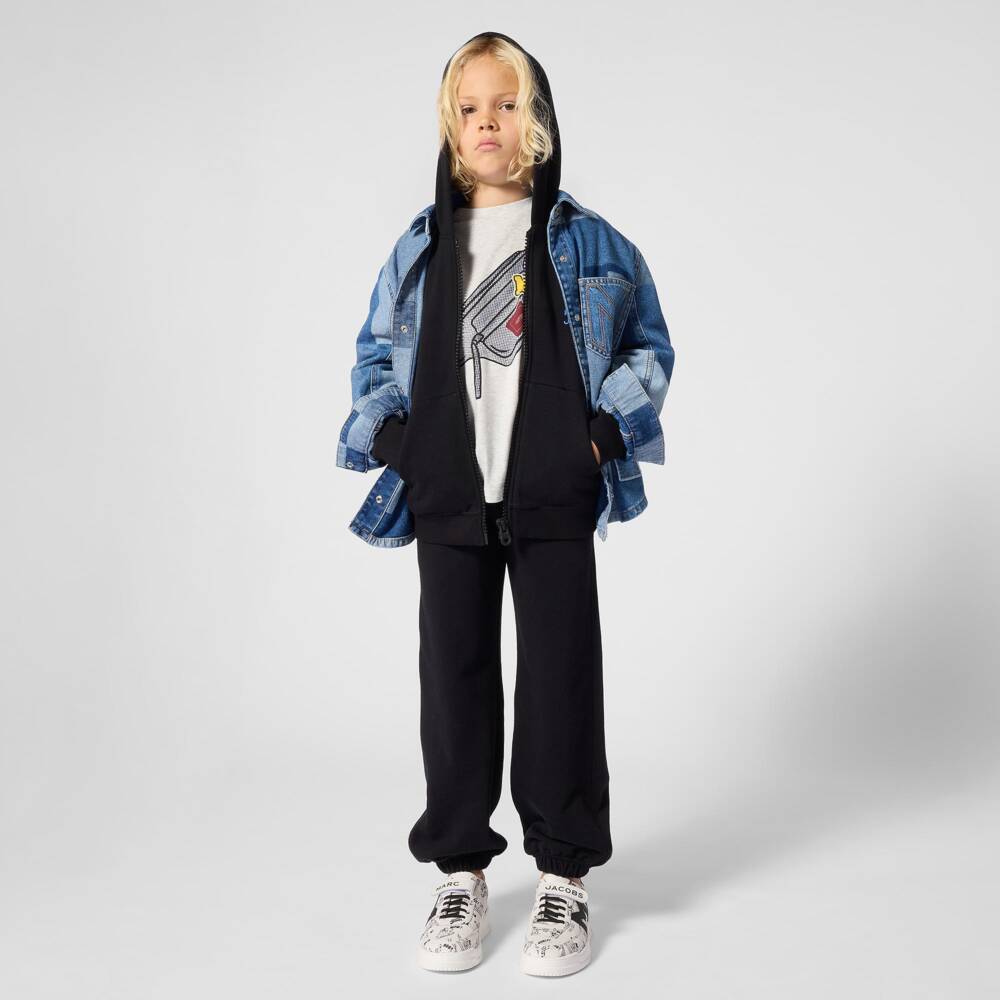MARC JACOBS-Boys Grey Marl Crossbody Bag Print T-Shirt | Childrensalon