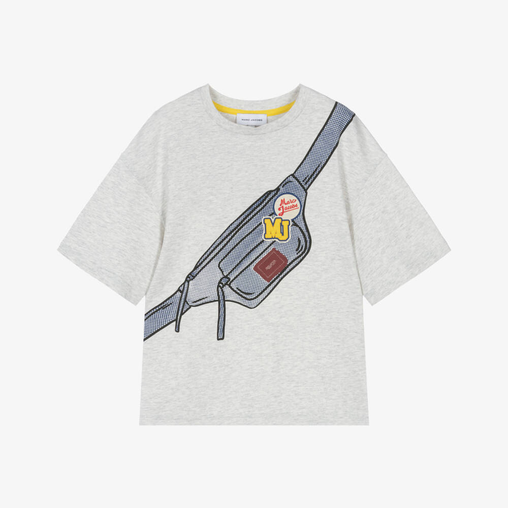 MARC JACOBS-Boys Grey Marl Crossbody Bag Print T-Shirt | Childrensalon
