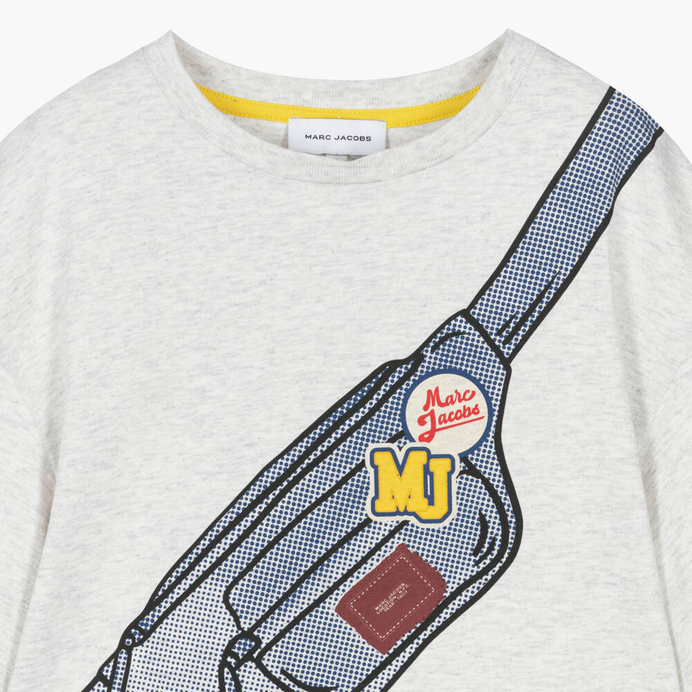 MARC JACOBS-Boys Grey Marl Crossbody Bag Print T-Shirt | Childrensalon
