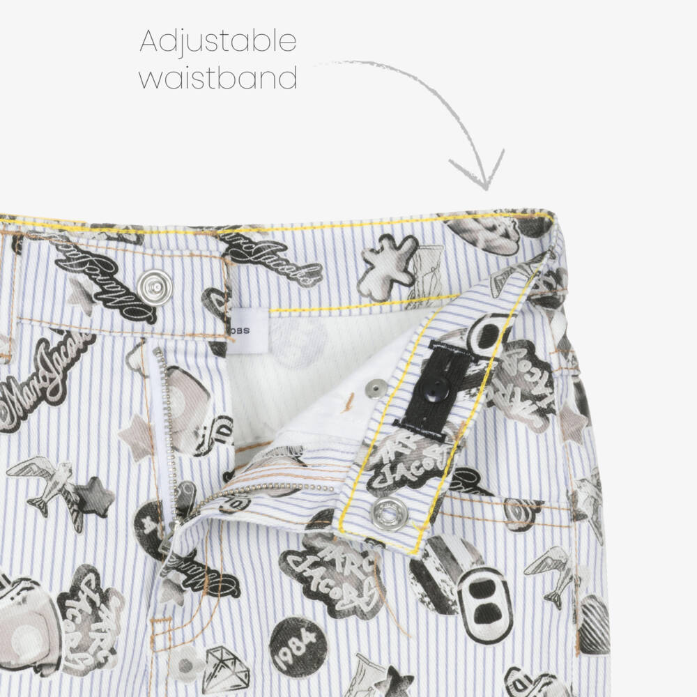 MARC JACOBS-Boys Grey & White Striped Cotton Shorts | Childrensalon