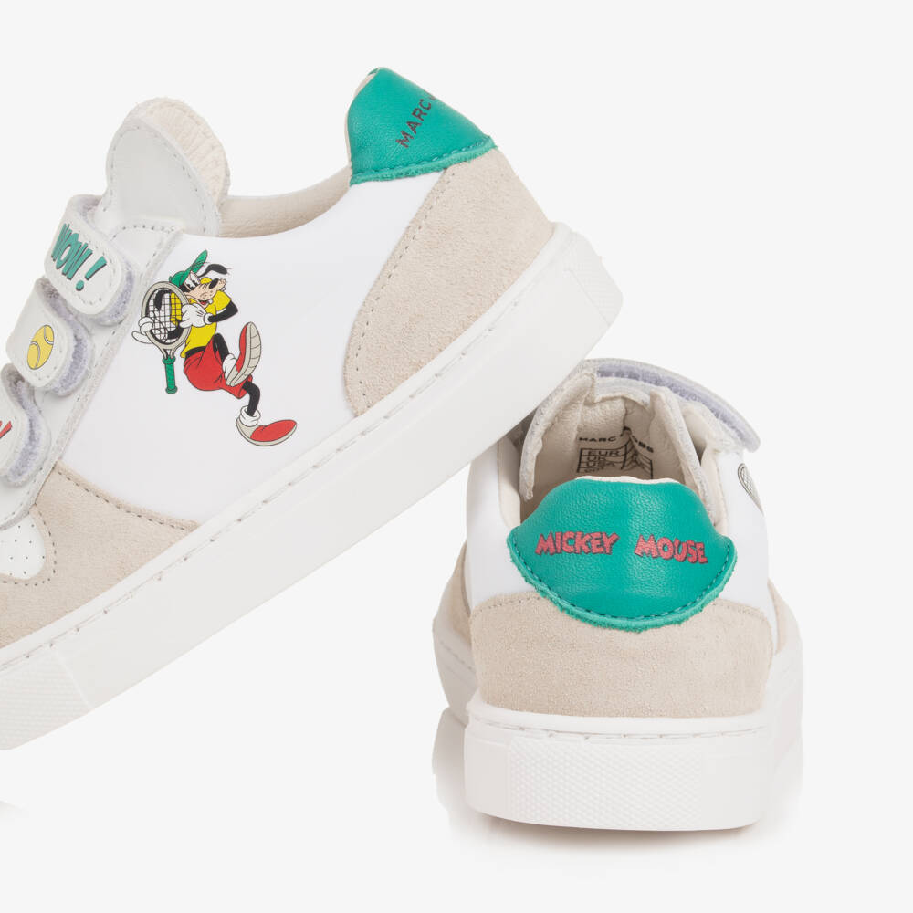 MARC JACOBS-Boys Ivory & White Mickey Mouse Trainers | Childrensalon
