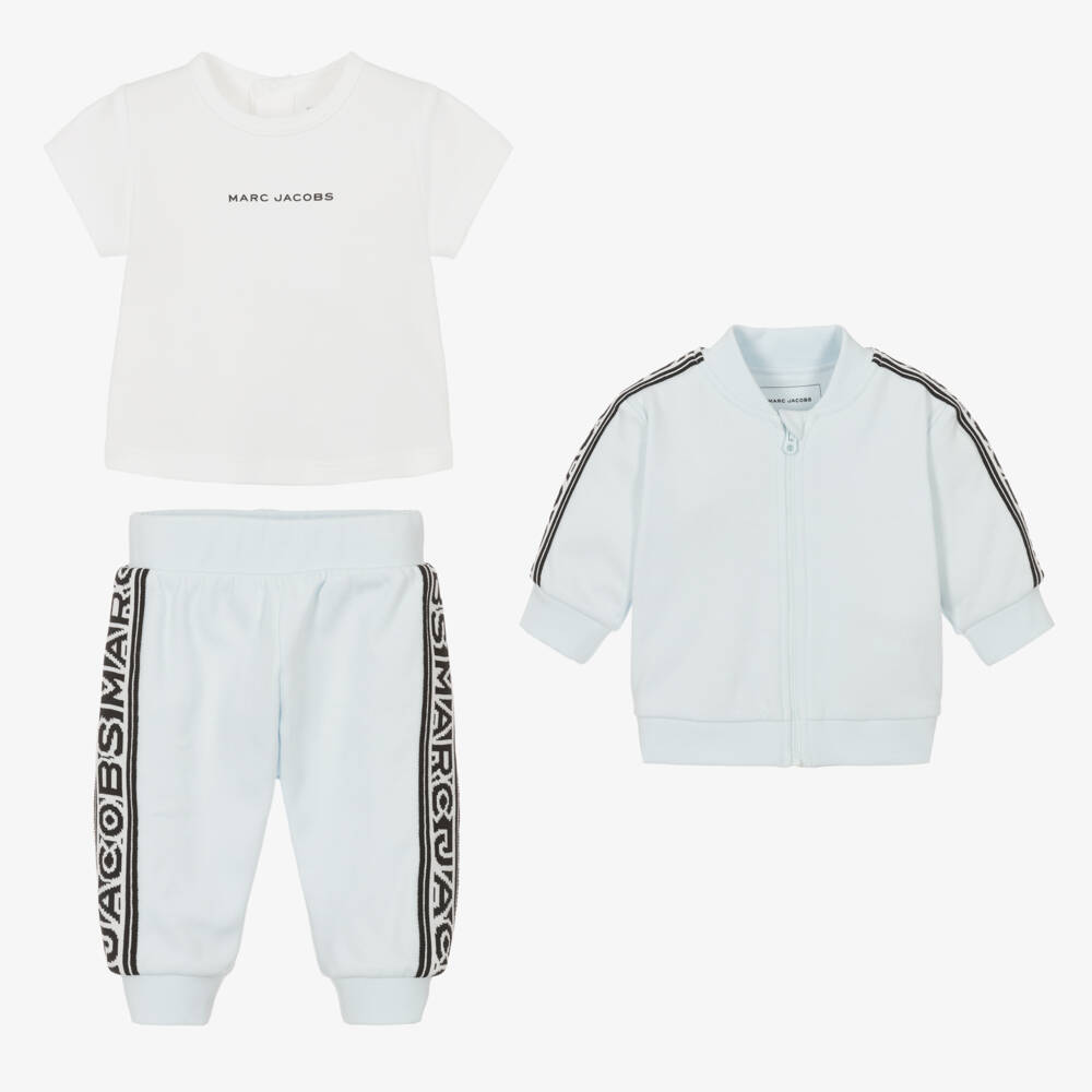 MARC JACOBS-Boys Pale Blue Cotton Logo Tape Tracksuit Set | Childrensalon