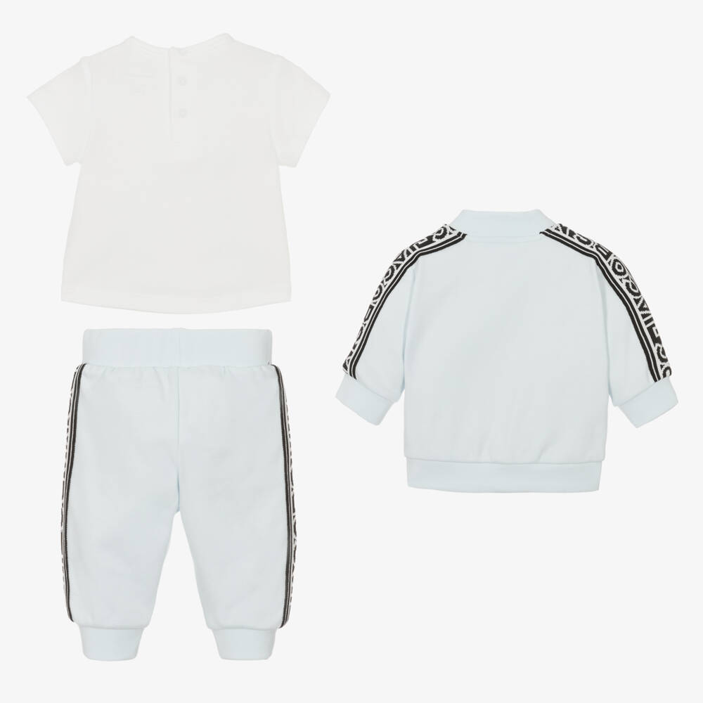 MARC JACOBS-Boys Pale Blue Cotton Logo Tape Tracksuit Set | Childrensalon