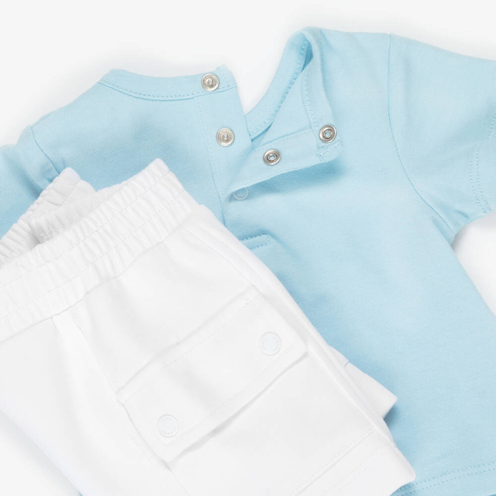 MARC JACOBS-Boys Pale Blue & White Jersey Shorts Set | Childrensalon