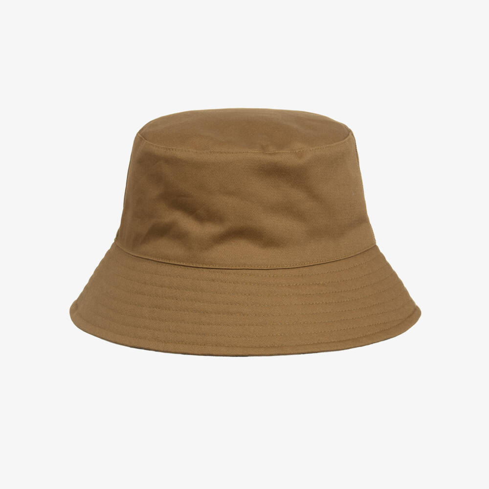 MARC JACOBS-Boys Reversible Blue Check & Beige Cotton Bucket Hat | Childrensalon