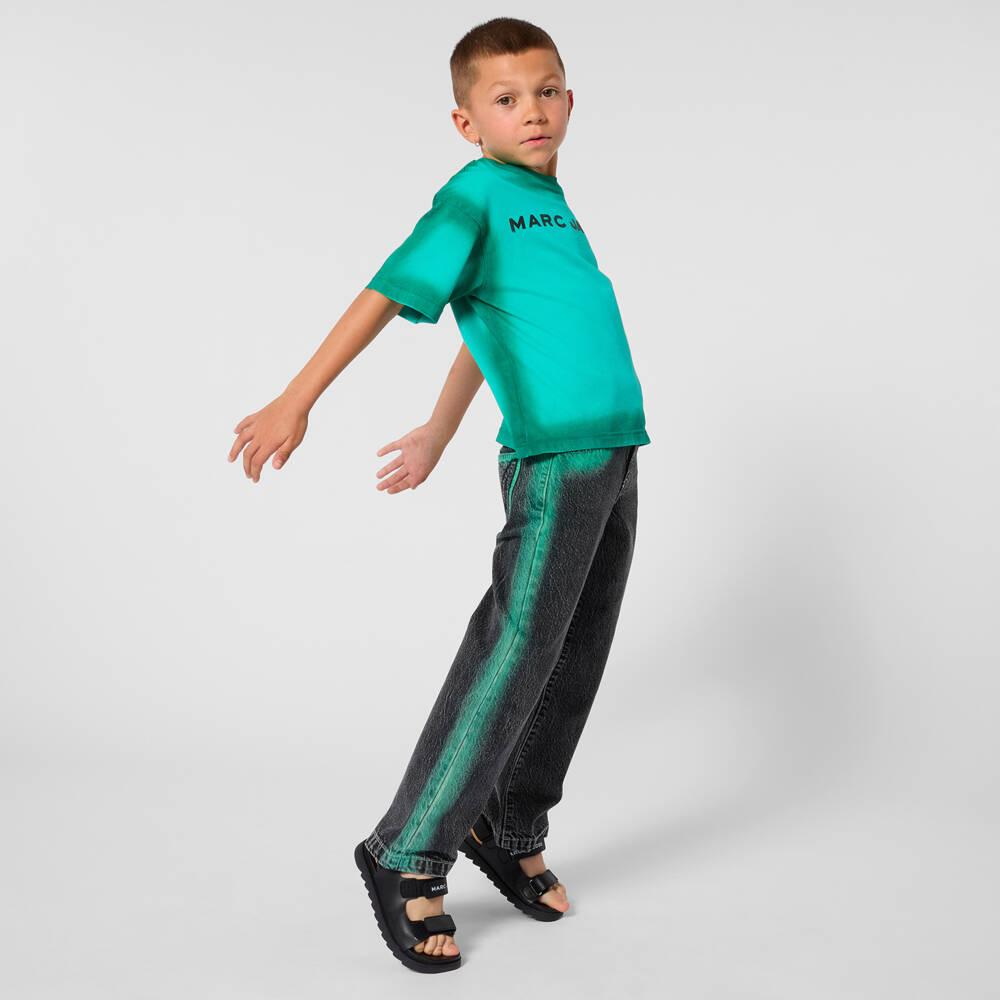 MARC JACOBS-Футболка зеленая из хлопка с логотипом для мальчиков | Childrensalon