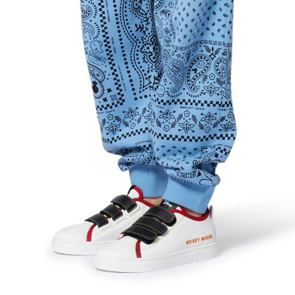 MARC JACOBS- Boys White & Black Leather Mickey Mouse Trainers | Childrensalon