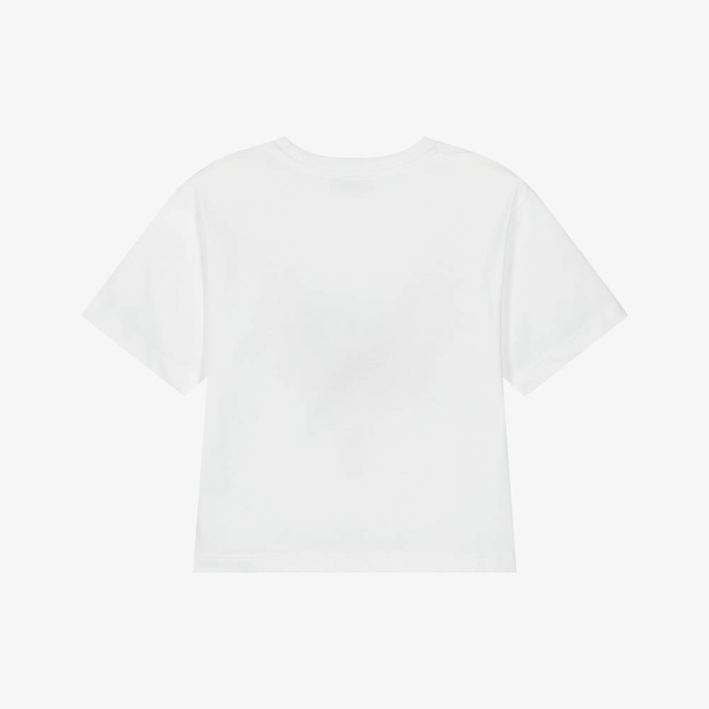 MARC JACOBS-Boys White Cotton T-Shirt with Crinkle Paper Graphic | Childrensalon