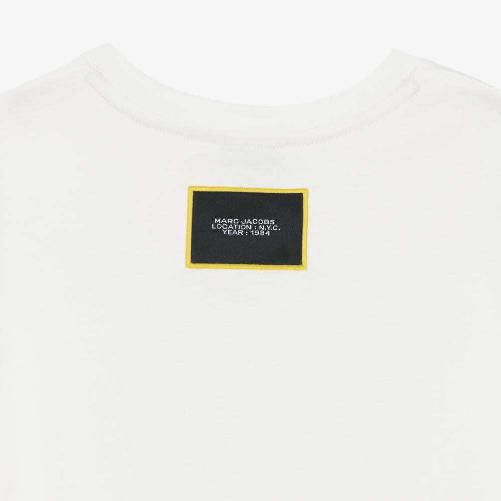 MARC JACOBS-Boys White Cotton T-Shirt with Popcorn Print | Childrensalon