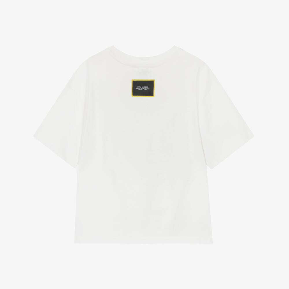 MARC JACOBS-Boys White Cotton T-Shirt with Popcorn Print | Childrensalon