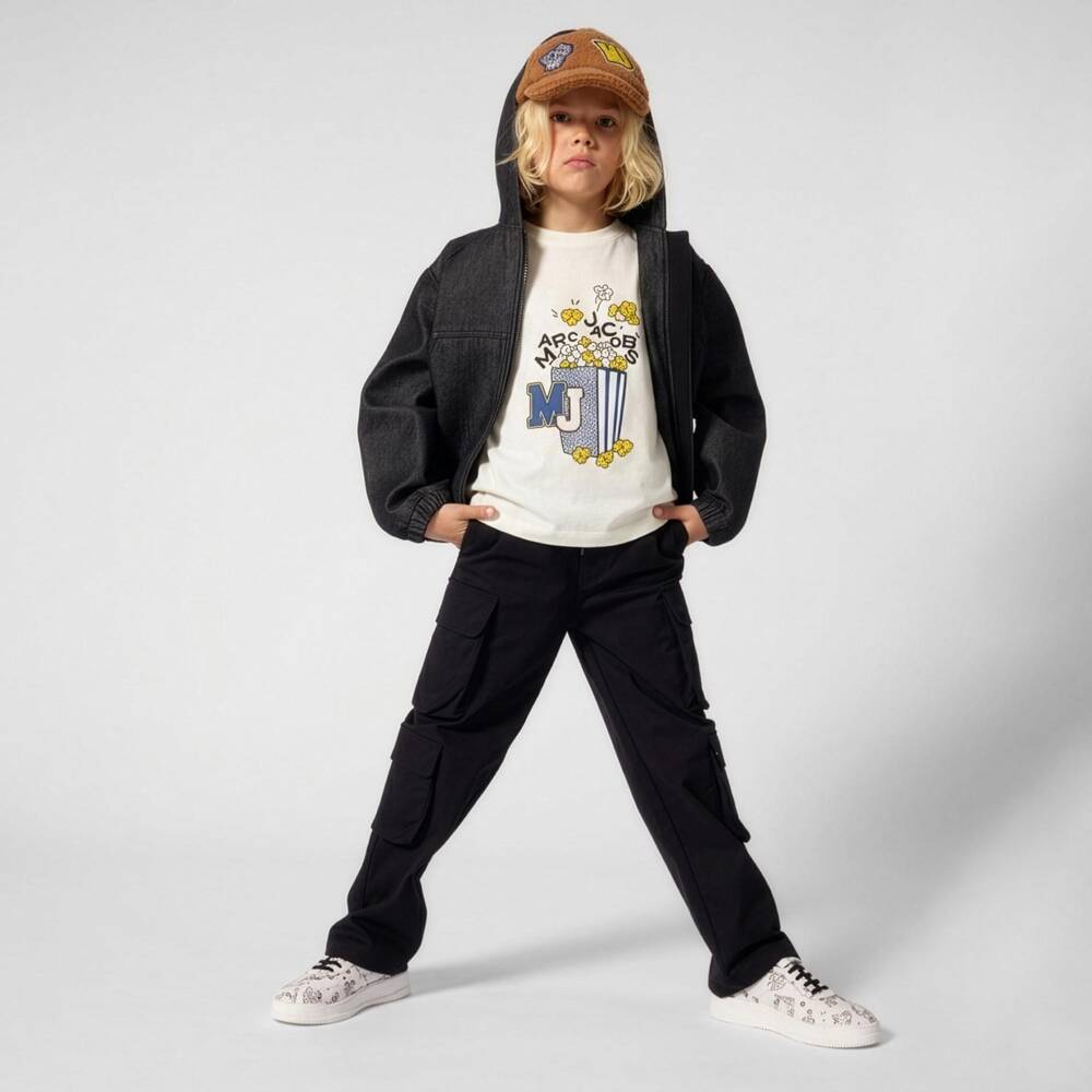 MARC JACOBS-Boys White Cotton T-Shirt with Popcorn Print | Childrensalon