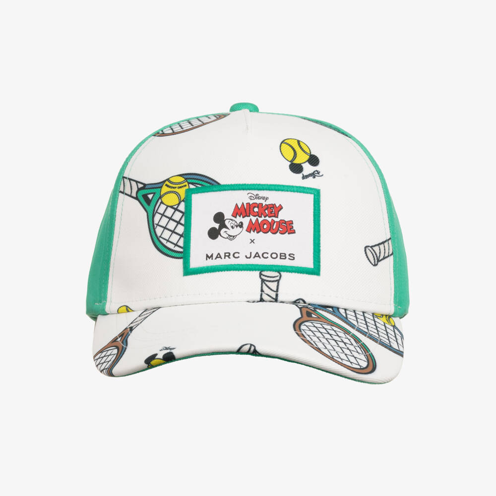 MARC JACOBS-Boys White & Green Mickey Mouse Tennis Cap | Childrensalon